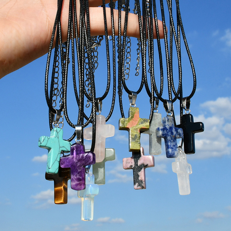 Street Fashion Goth - Punk Rock Colorful Natural Stone Cross