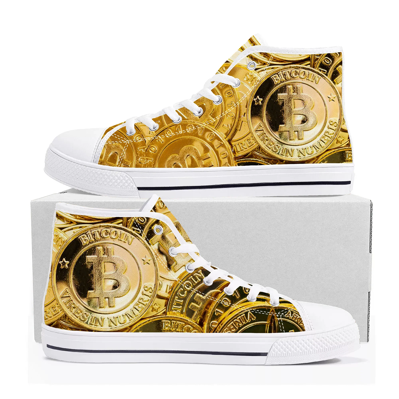 Street Fashion Logo - Bitcoin Logo Custom Canvas Shoes, Personalized