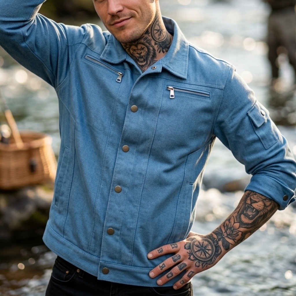 Biker Style Denim Jacket Men's - Street Fashion Jacket のレビューと価格