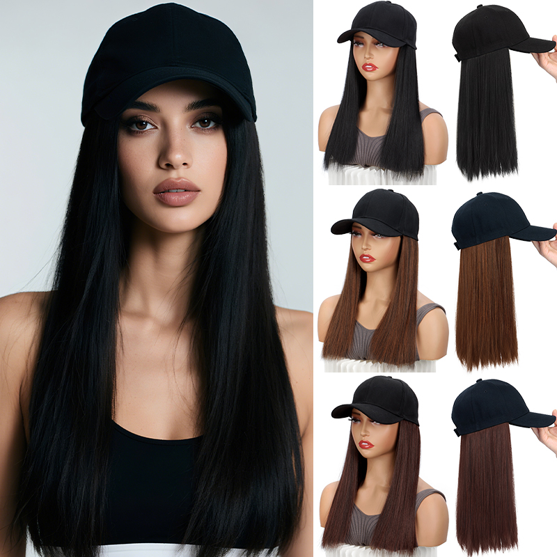 Fashion Black Wig Baseball Cap - Baseball Cap Fitted のレビューと価格