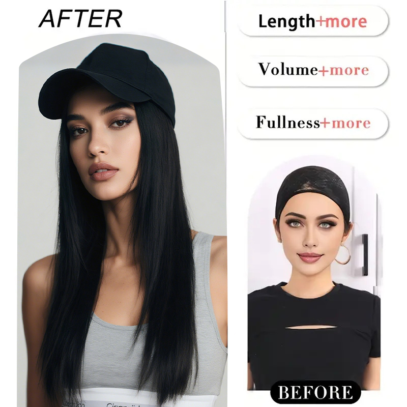 Fashion Black Wig Baseball Cap - Baseball Cap Fitted のレビューと価格