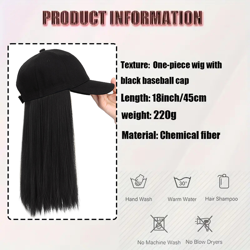 Fashion Black Wig Baseball Cap - Baseball Cap Fitted のレビューと価格