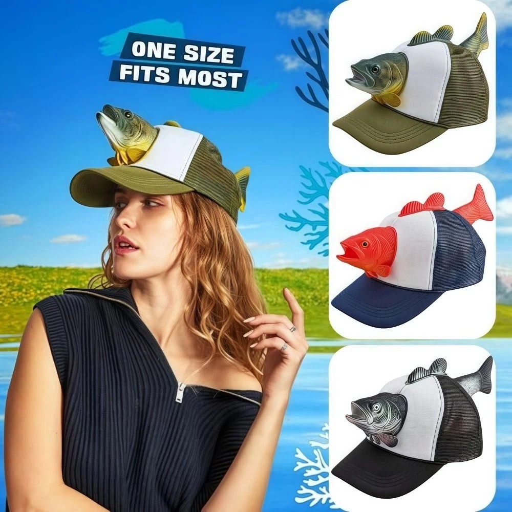 Funny 3D Fish Animal Trucker H - Baseball Cap Fitted のレビューと価格