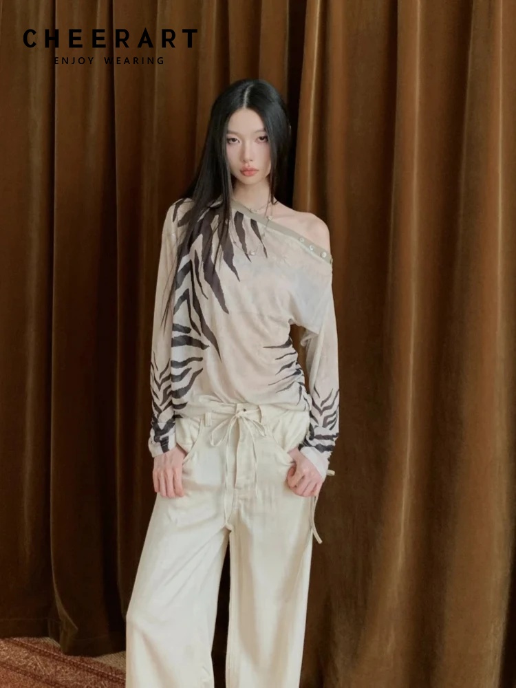 CHEERART Zebra Off Shoulder De - Street Fashion Fall 2025 のレビューと価格