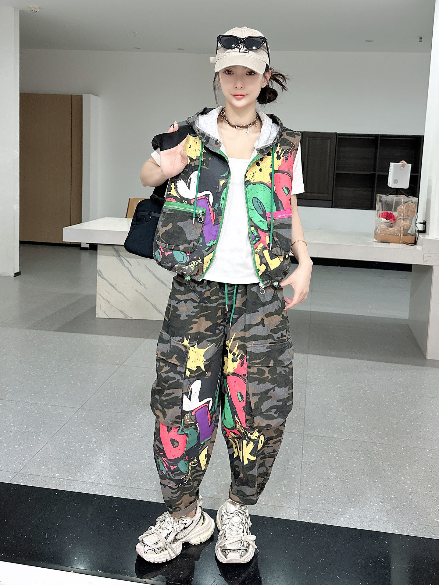 Camouflage Vest Two Piece Set  - Street Fashion Jacket のレビューと価格