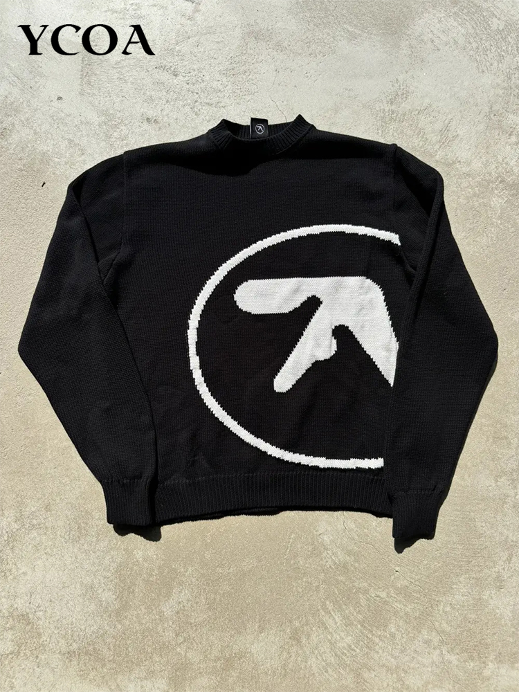 Men Sweater Y2K Aphex Twin Kni - Street Fashion Logo のレビューと価格