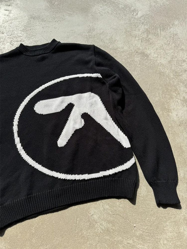 Men Sweater Y2K Aphex Twin Kni - Street Fashion Logo のレビューと価格