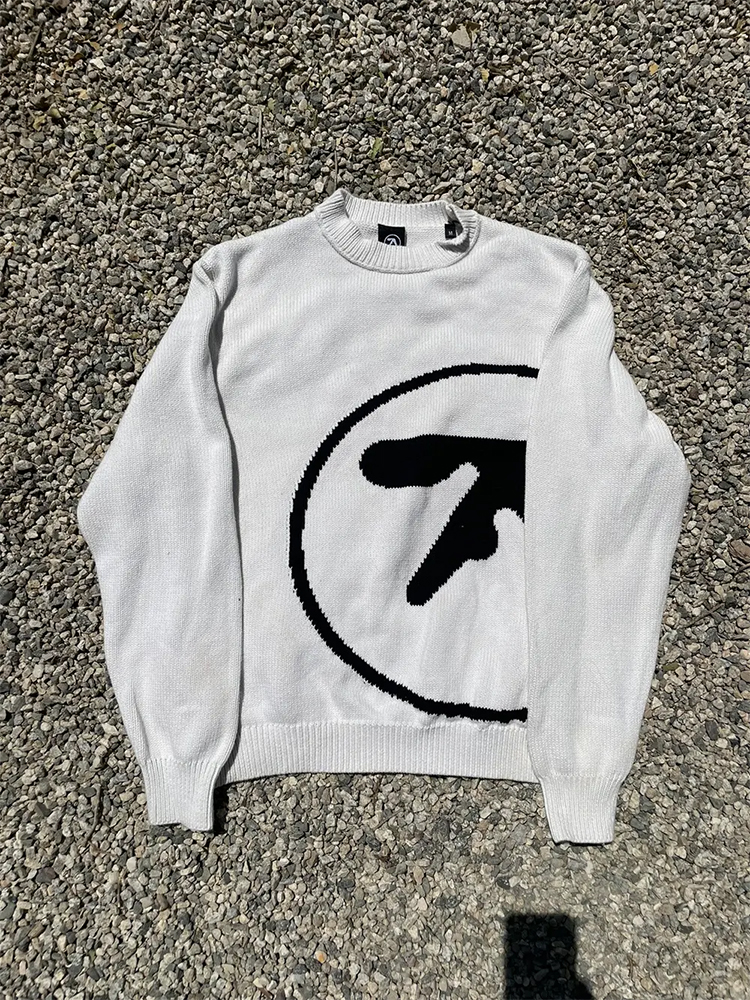 Men Sweater Y2K Aphex Twin Kni - Street Fashion Logo のレビューと価格
