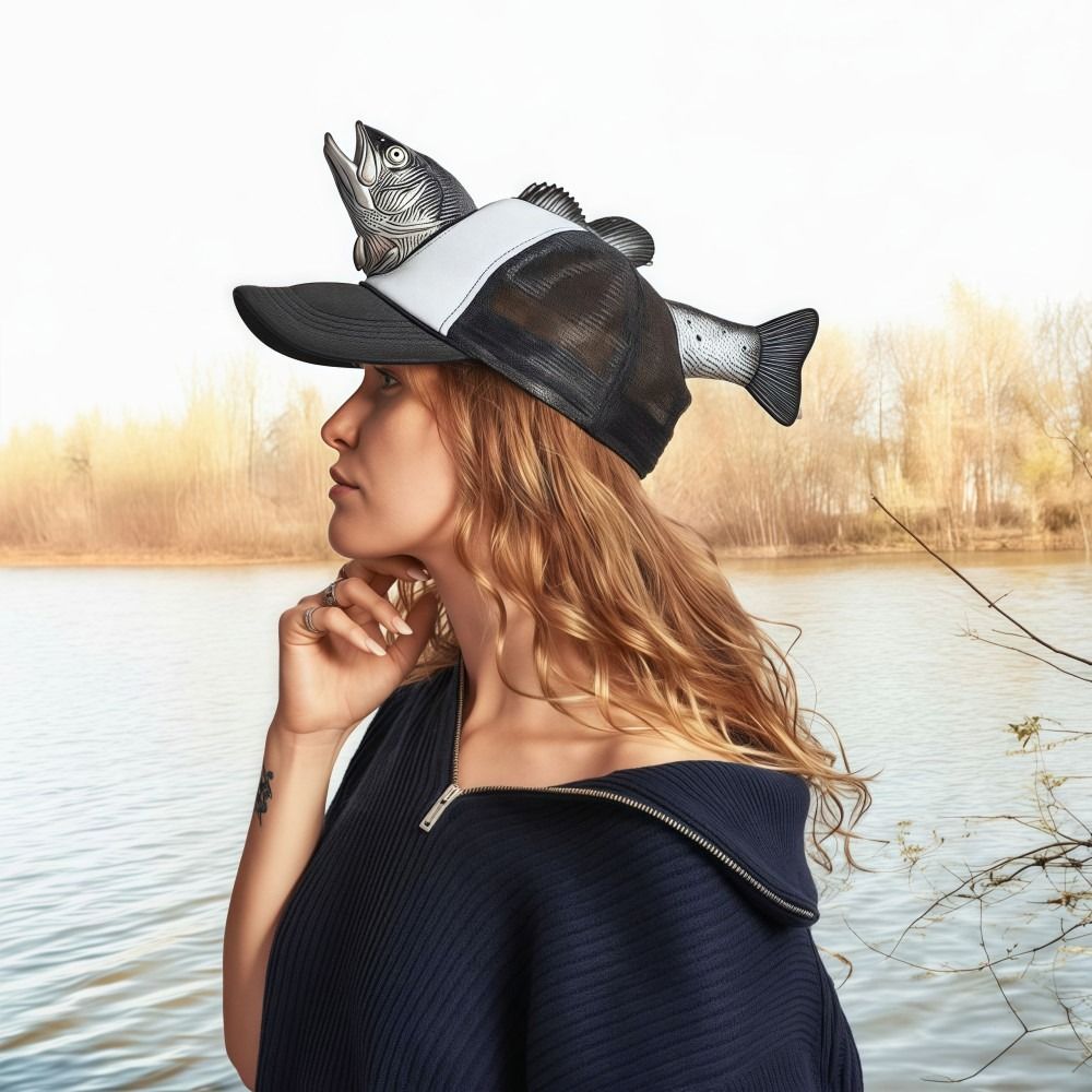 Funny 3D Fish Animal Trucker H - Baseball Cap Fitted のレビューと価格