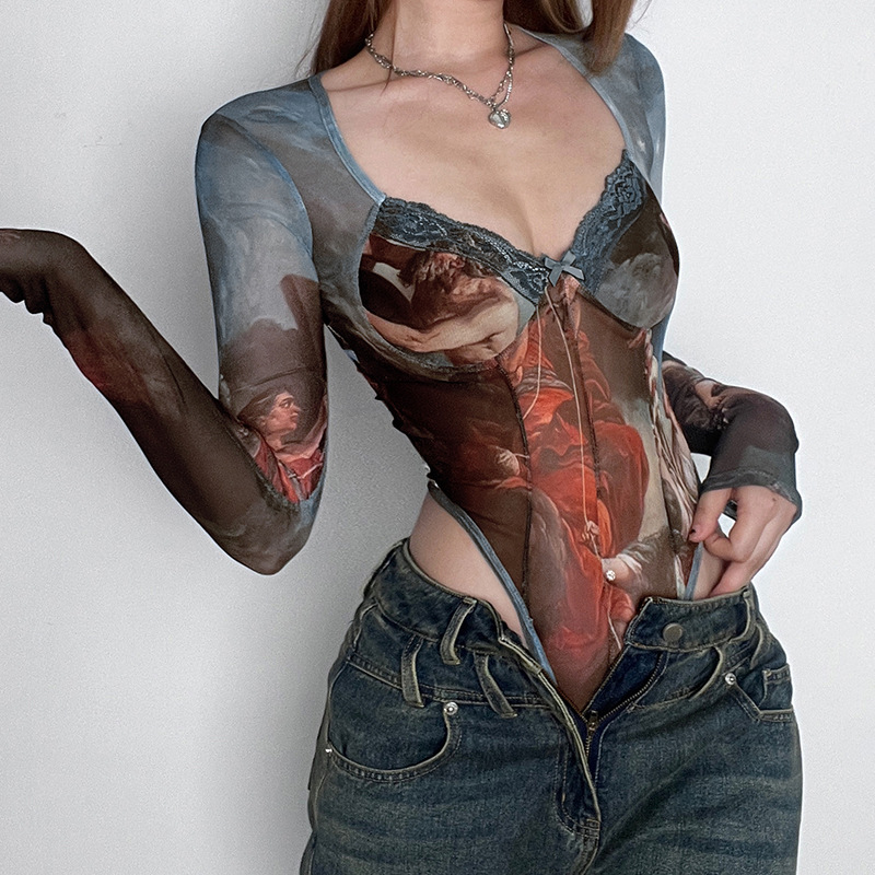 Fashion Sexy Mesh Lace Bodysui - Street Fashion Greece のレビューと価格