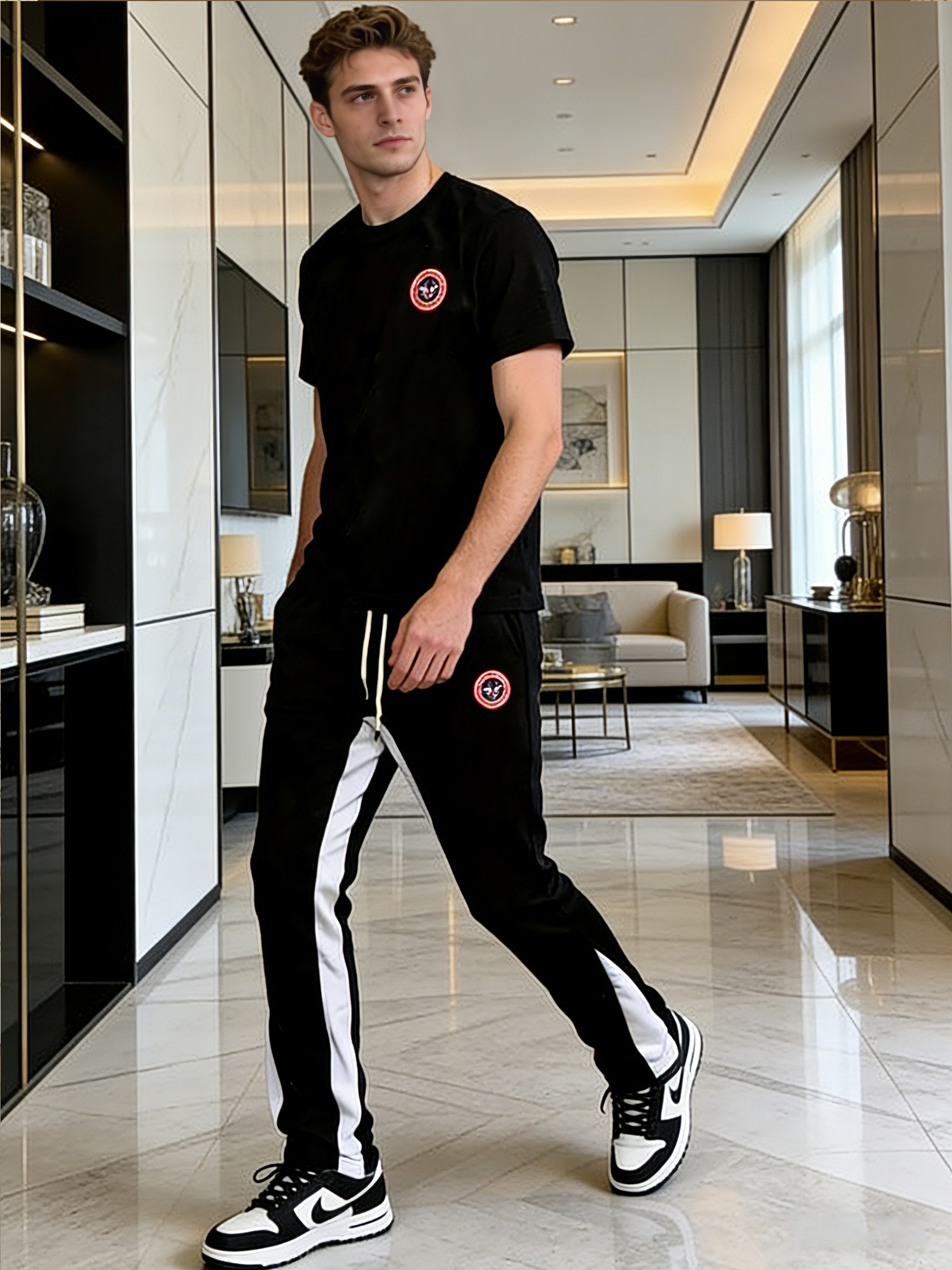 Men's Clothing T-shirt Sets Tw - Street Fashion Logo のレビューと価格