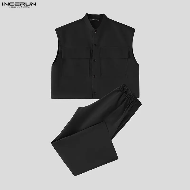 INCERUN Men Sets Solid Sleevel - Fashion Streetwear のレビューと価格