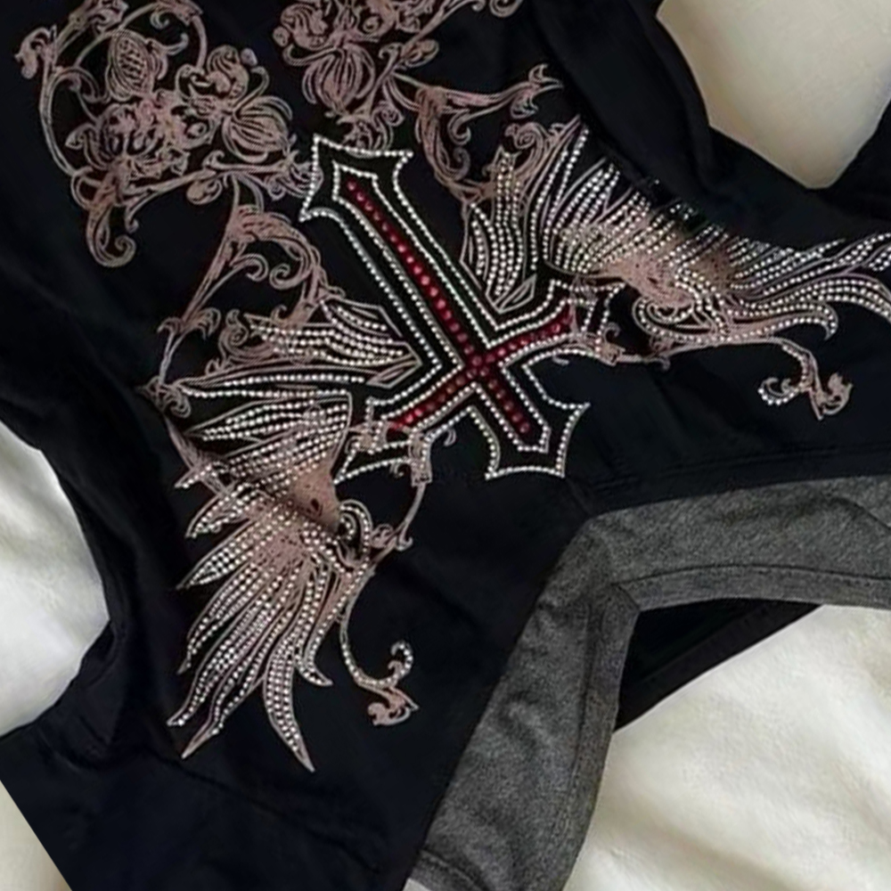 Y2K 90S Black Fake Two-Piece B - Street Fashion Girls のレビューと価格