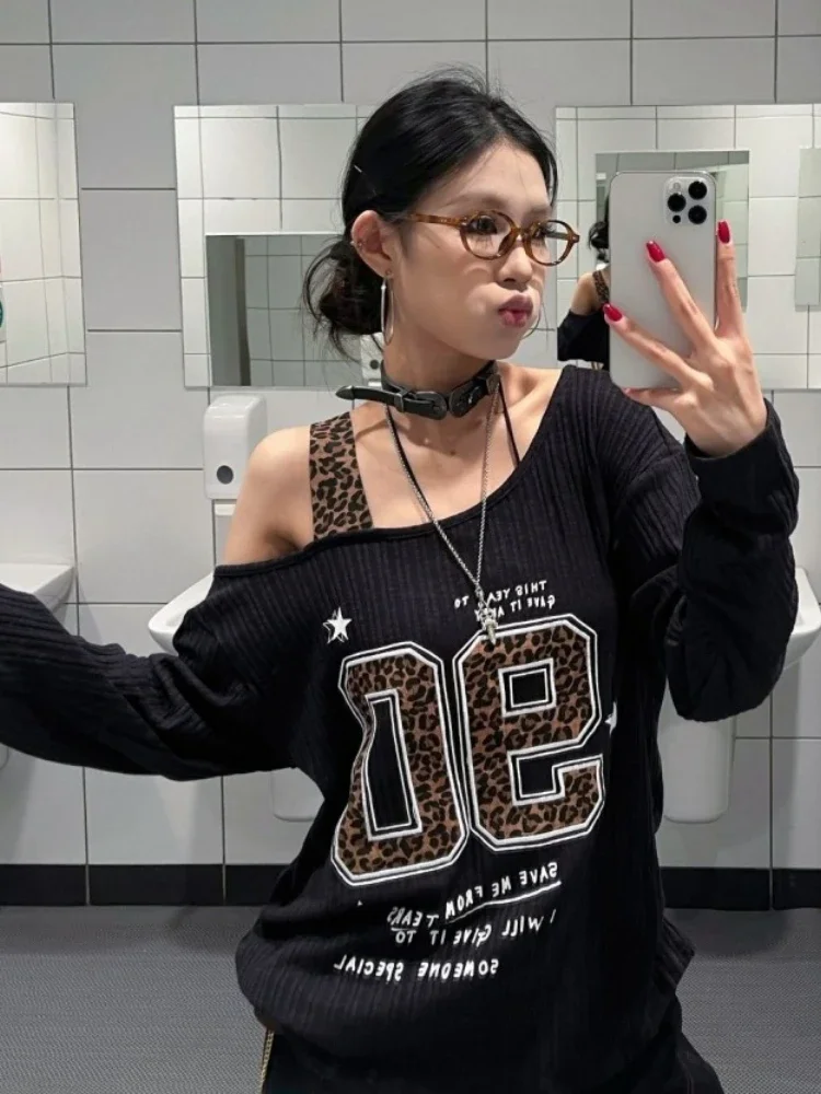 Y2K Patchwork Leopard Print T- - Fashion Streetwear のレビューと価格