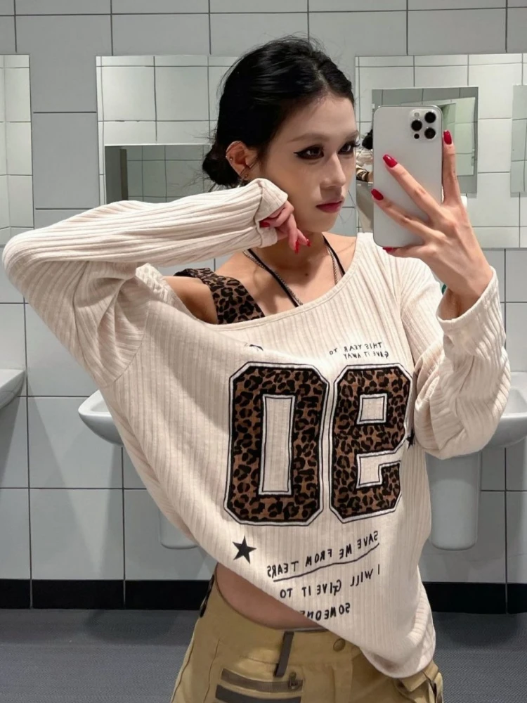 Y2K Patchwork Leopard Print T- - Fashion Streetwear のレビューと価格