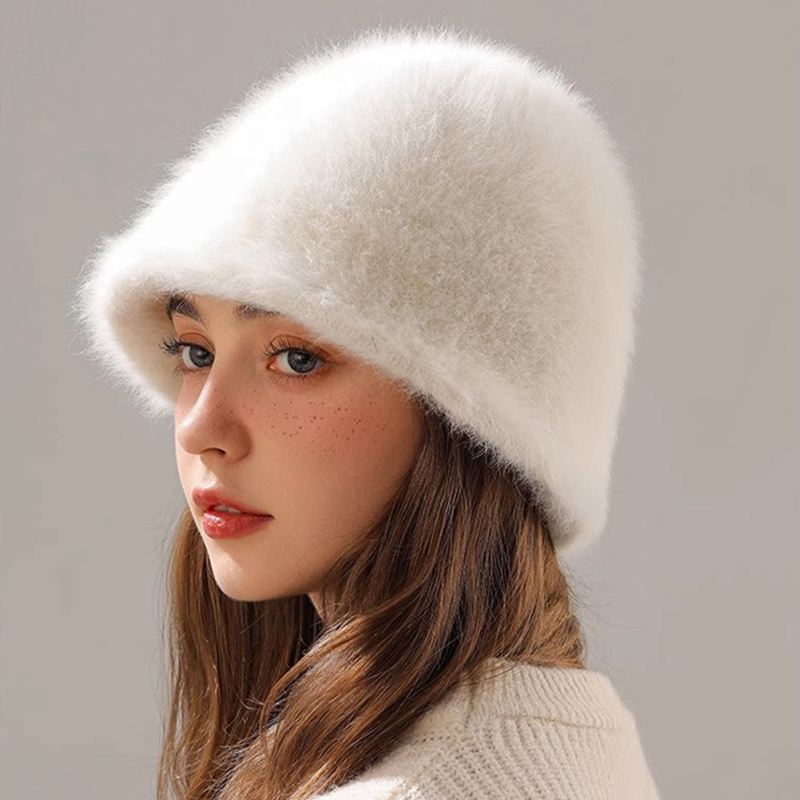 Winter Rabbit Hair Bucket Hat  - Street Fashion Russia のレビューと価格