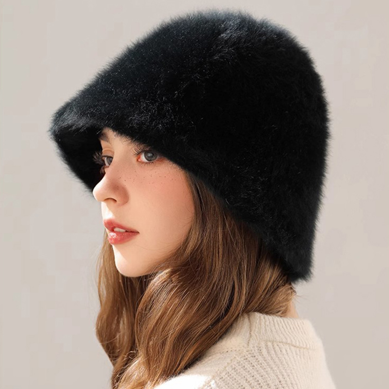 Winter Rabbit Hair Bucket Hat  - Street Fashion Russia のレビューと価格
