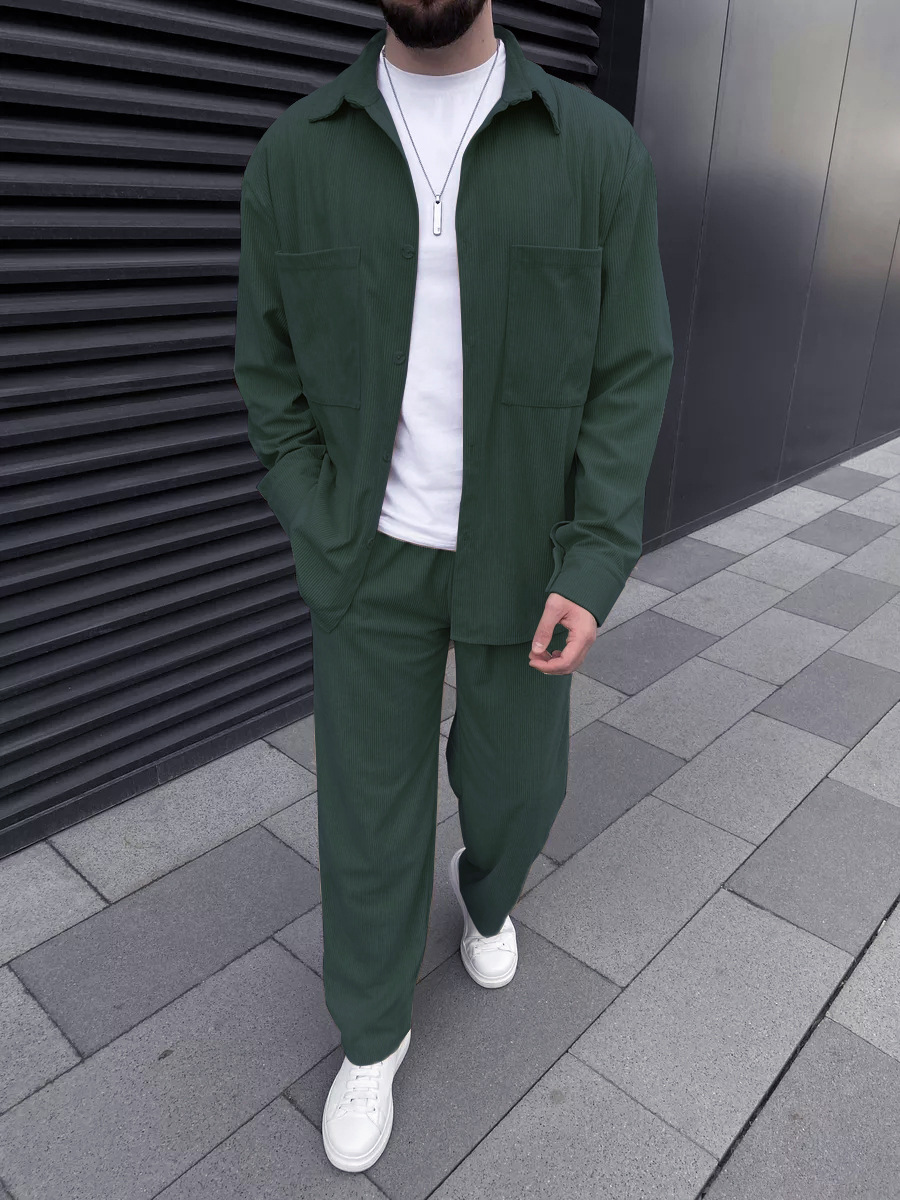 Men's corduroy two-piece outfi - Street Fashion Men のレビューと価格