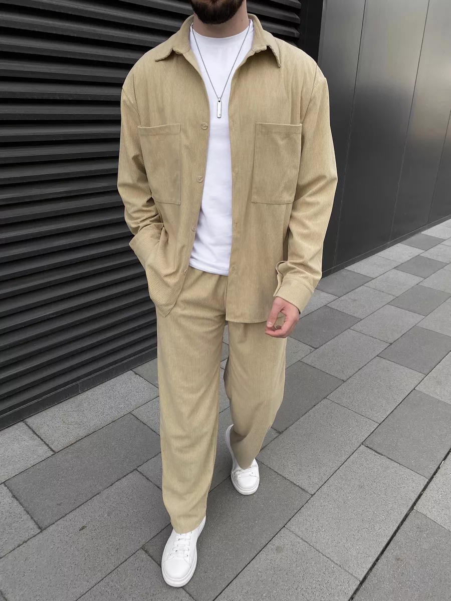Men's corduroy two-piece outfi - Street Fashion Men のレビューと価格