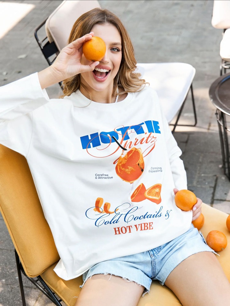 Hot Vibe Cute Juice Graphic Sw - Street Fashion Vibes のレビューと価格