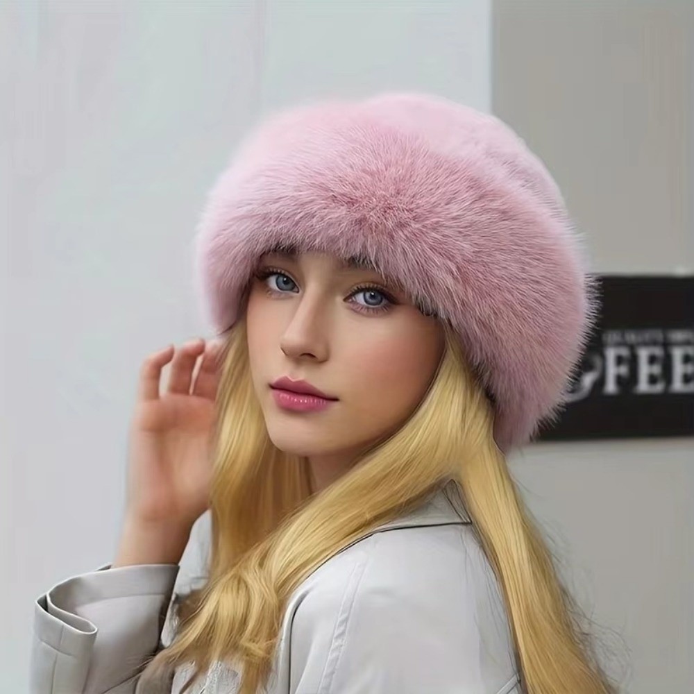 New Fluffy Fur Winter Hat Soli - Bucket Hat Embroidered のレビューと価格