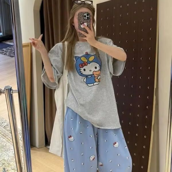 Short Sleeved Hello Kitty Prin - Street Fashion Jersey のレビューと価格