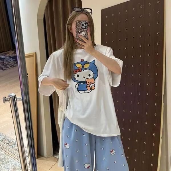Short Sleeved Hello Kitty Prin - Street Fashion Jersey のレビューと価格