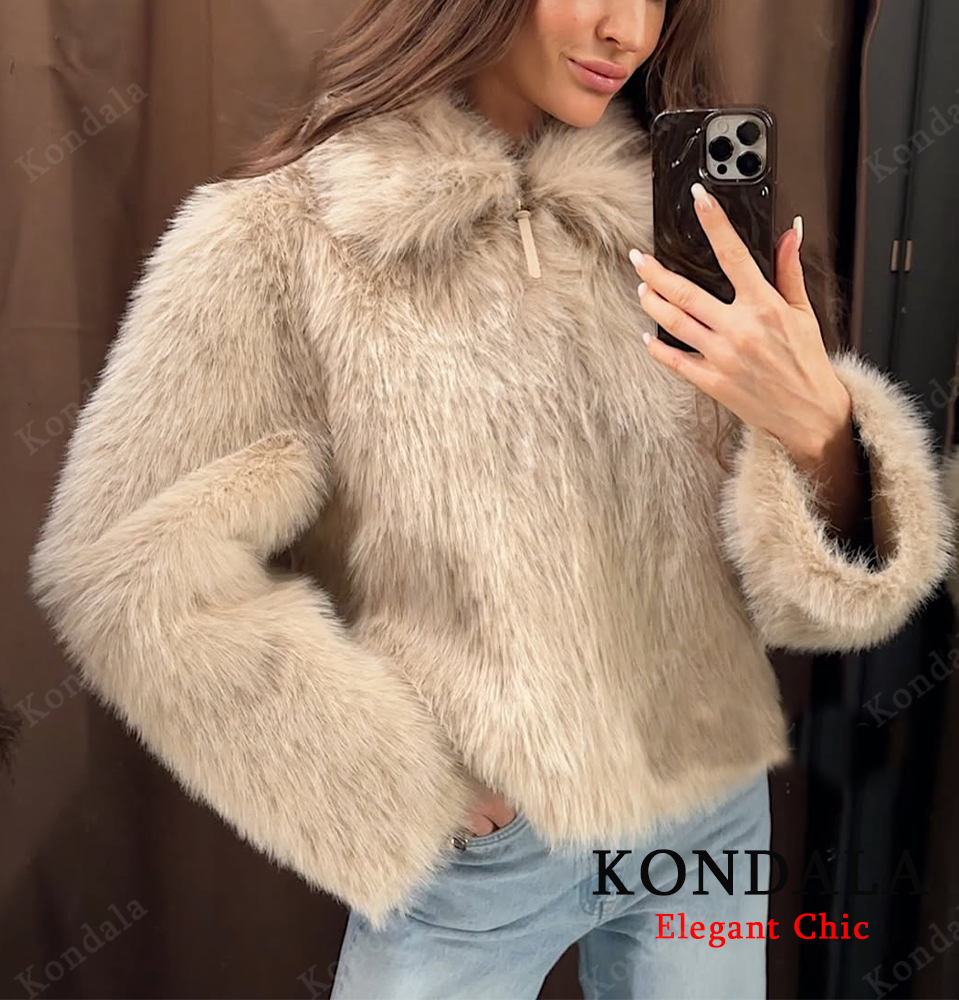 KONDALA Fur Zipper Jacket Wome - Street Fashion Fall 2025 のレビューと価格