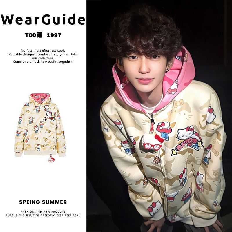 Ins New Hello Kitty Bapes Camo - Street Fashion Jacket のレビューと価格