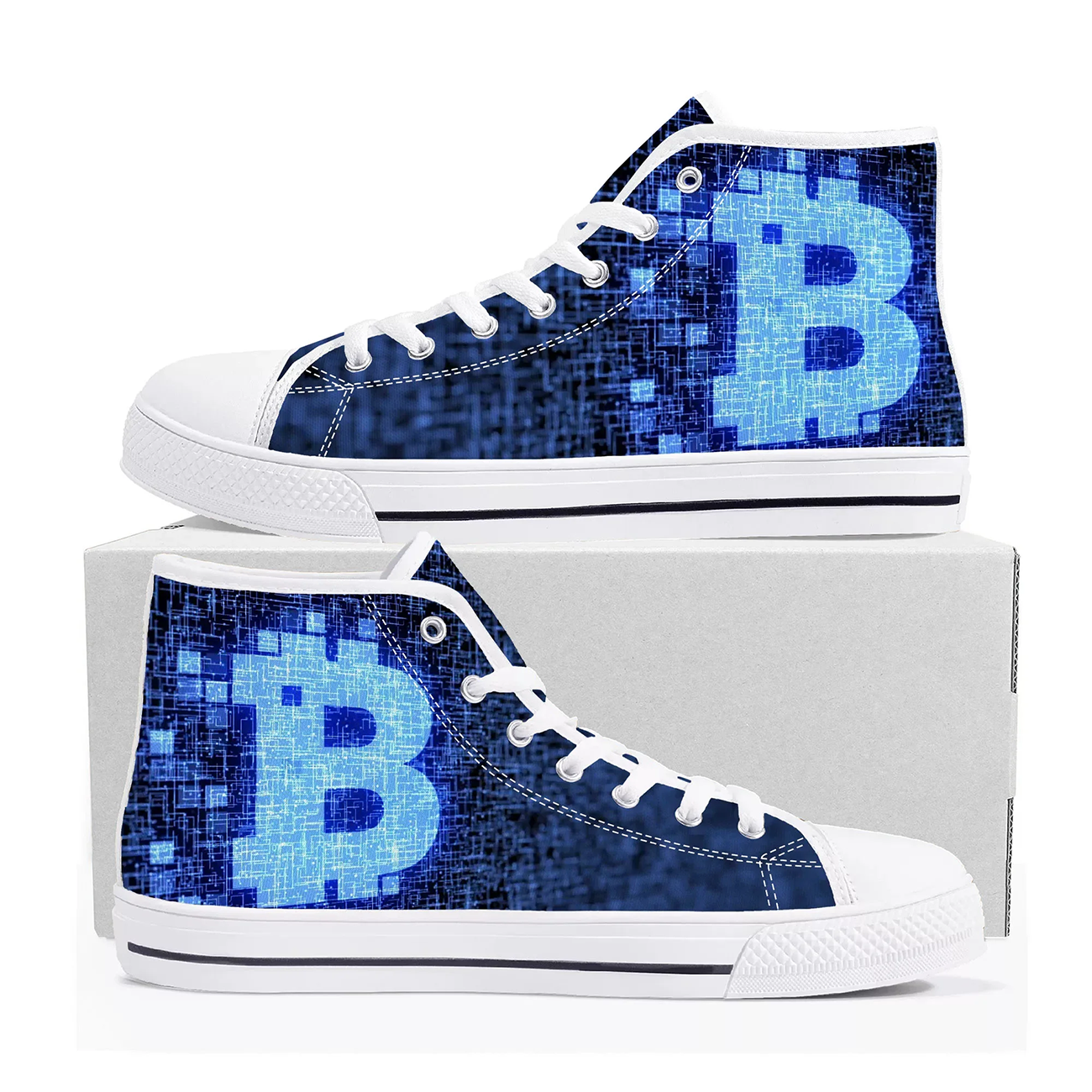 Bitcoin Logo Custom Canvas Sho - Street Fashion Logo のレビューと価格