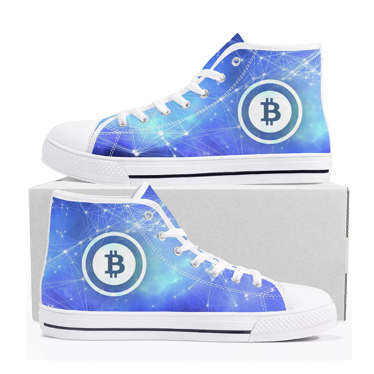 Bitcoin Logo Custom Canvas Sho - Street Fashion Logo のレビューと価格