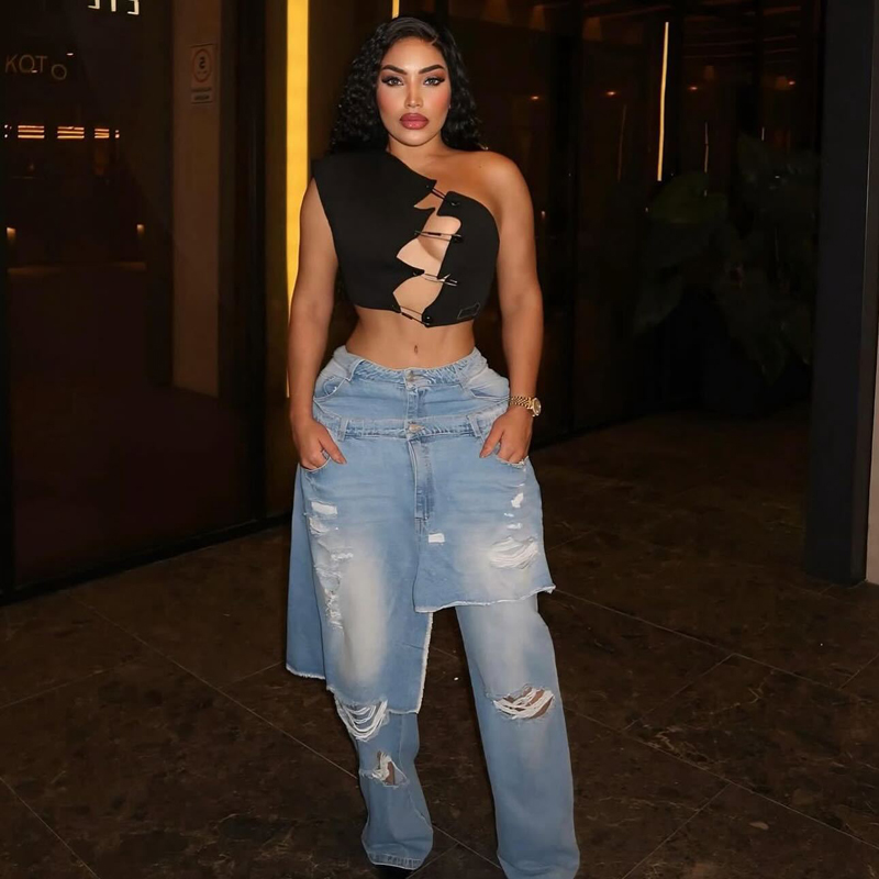 Fashion Denim Pants Women Stre - Street Fashion Fall 2025 のレビューと価格