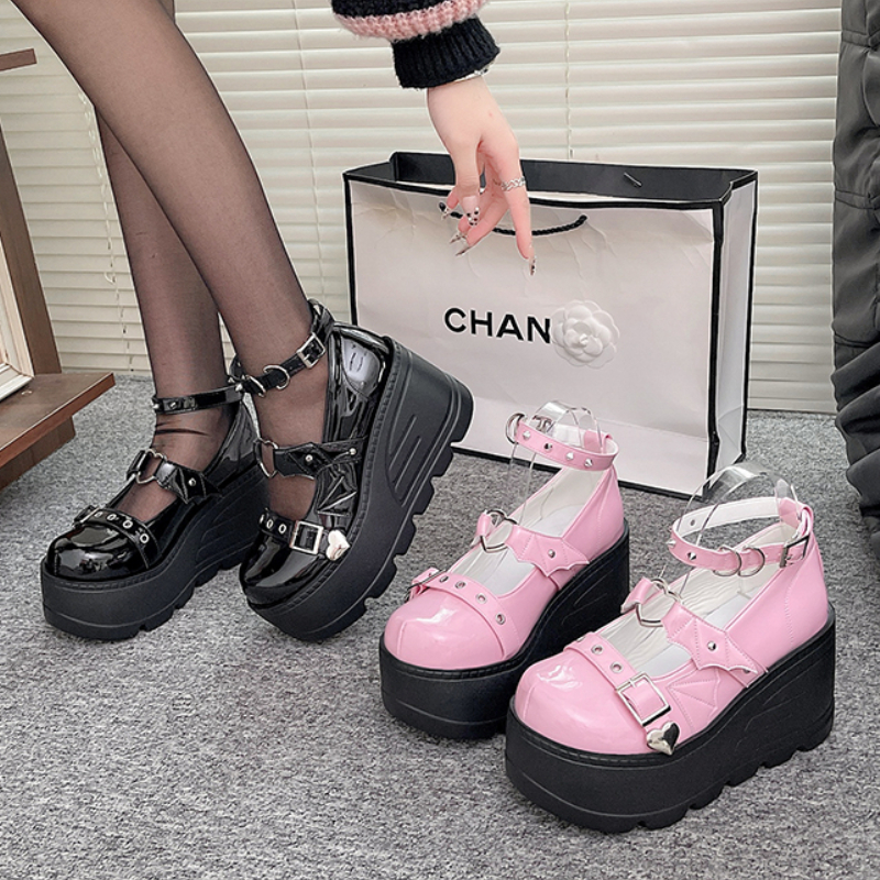 Women Lolita Shoes New Goth Pl - Street Fashion Goth のレビューと価格