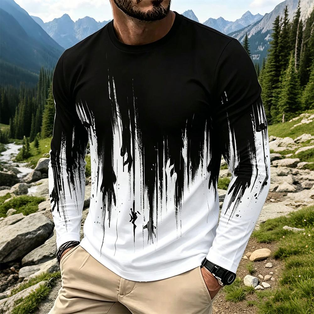 Men's Gradient Ink Splash Long - Fashion Streetwear のレビューと価格