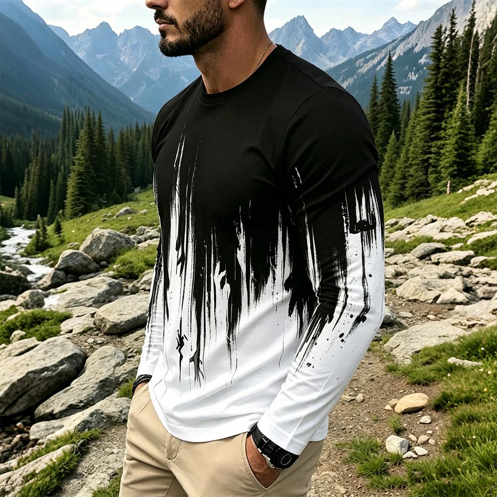 Men's Gradient Ink Splash Long - Fashion Streetwear のレビューと価格