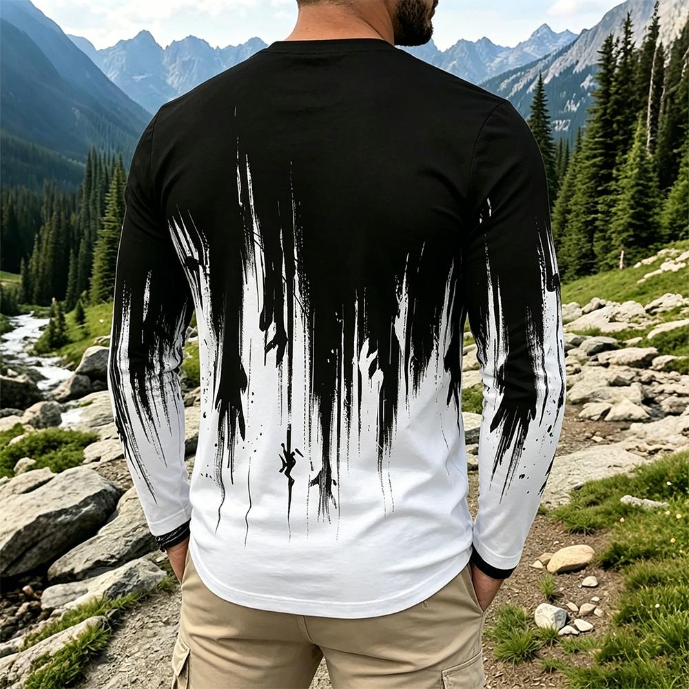 Men's Gradient Ink Splash Long - Fashion Streetwear のレビューと価格